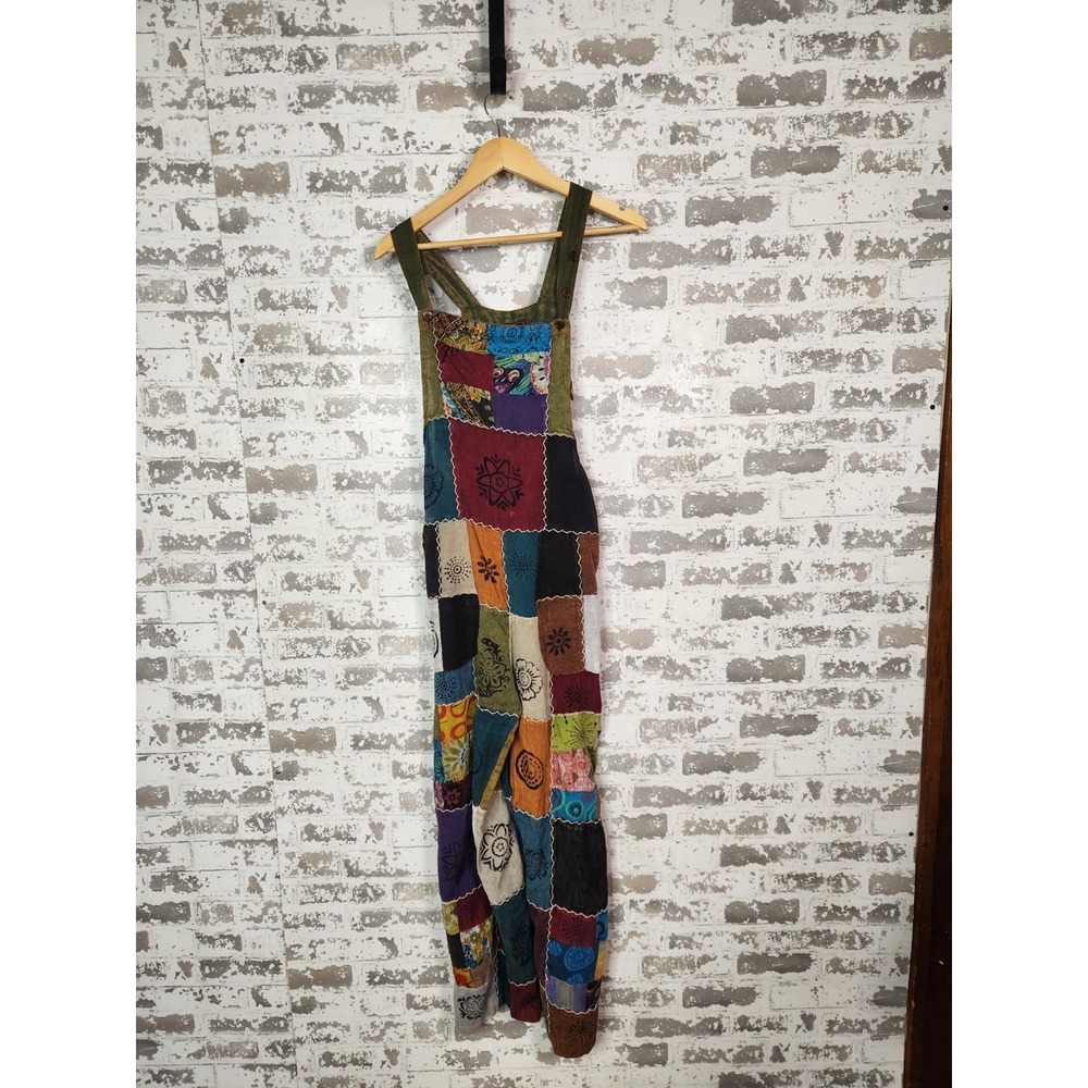 Rising International Patchwork Boho Hippie Artsy Jumpsuit Size Medium